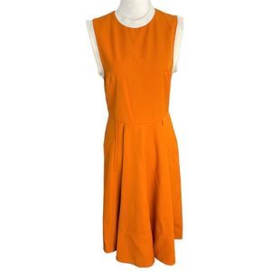 3.1 Phillip Lim Rust Orange Cream Wool Silk Sleeveless Pleated Midi Dress